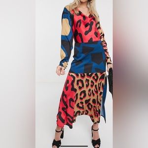 Liquorish cheetah color block maxi dress size medium